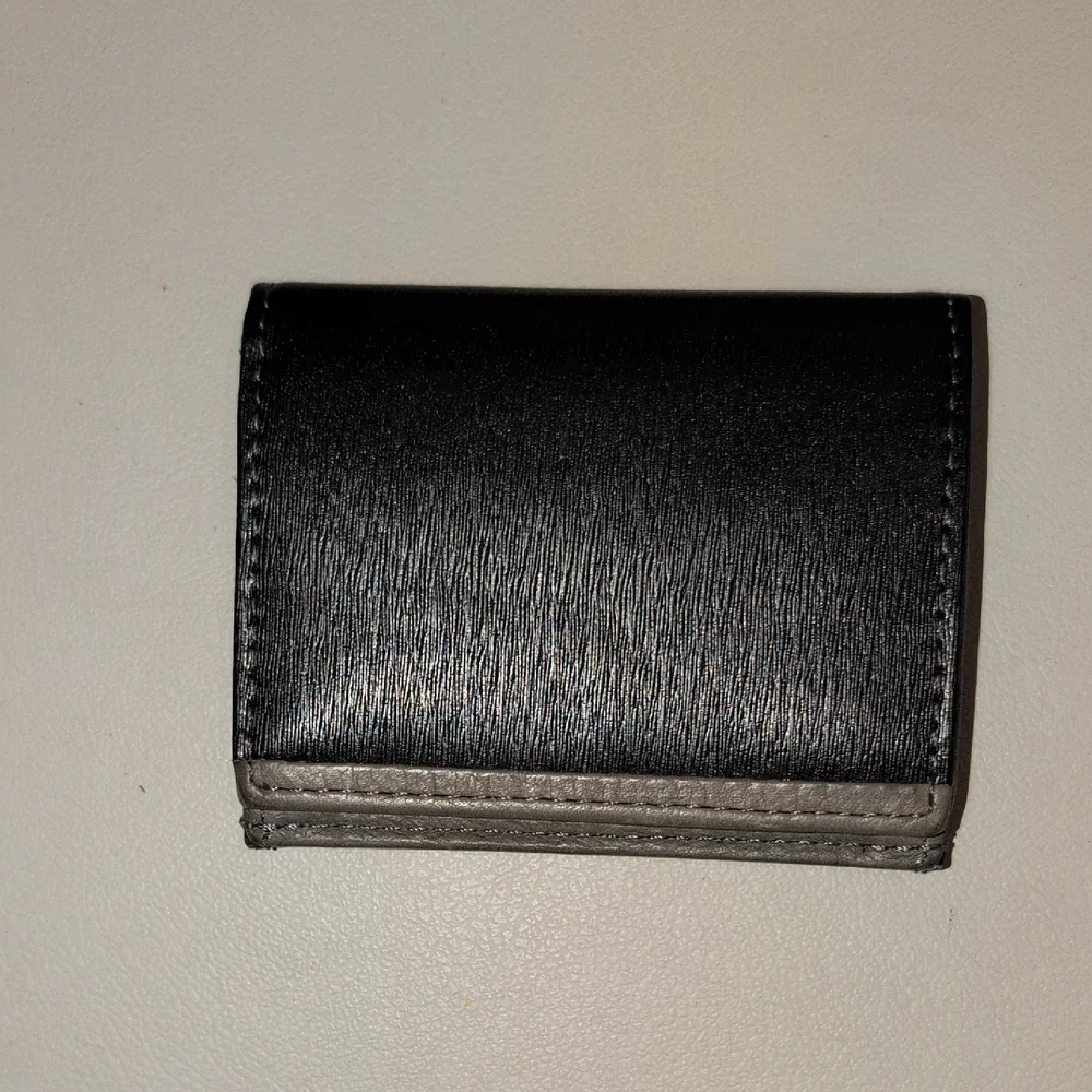 Black & Gray Italian Leather Card Holder